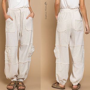 Pol Designed Boho Chic Casual Pants Jogger with Elastic Band